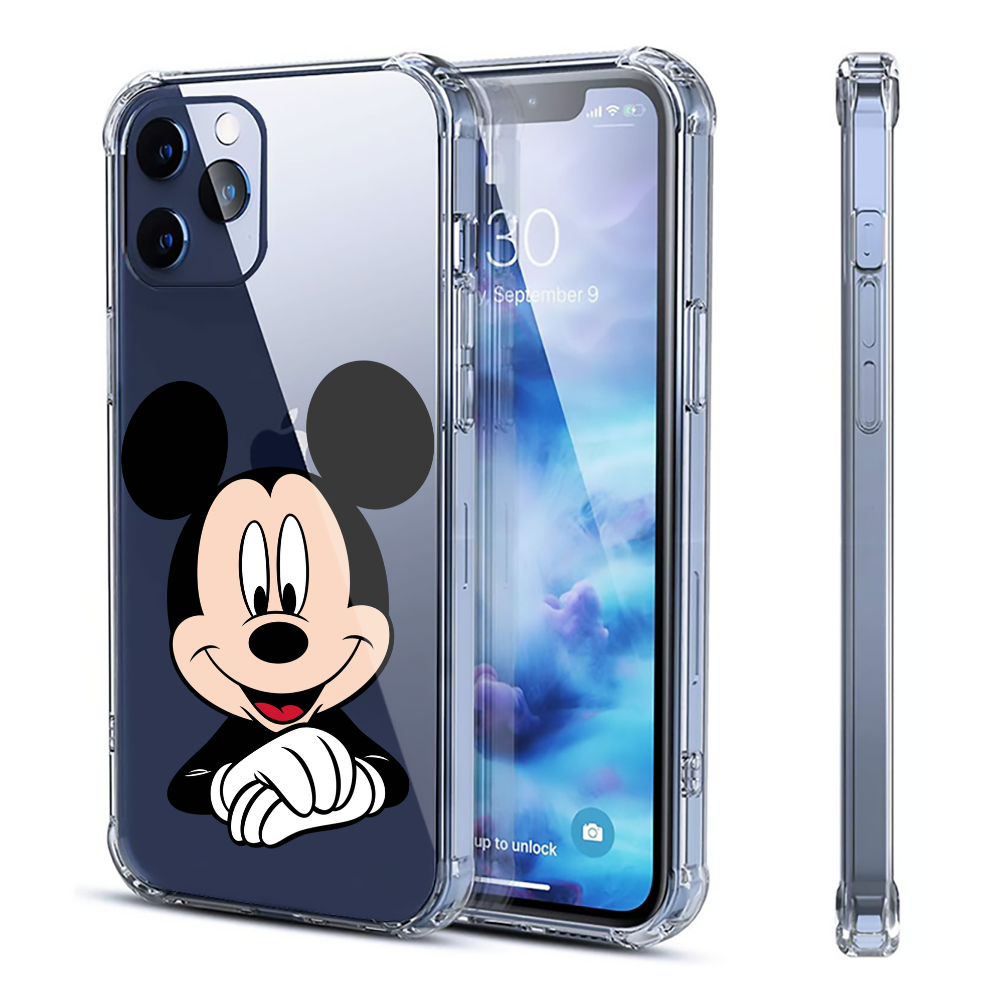 （画像用） ミッキーマウス Mickey Mouse 【iPhone 12シリーズ対応】透明スマホケース（クリアソフトケース）